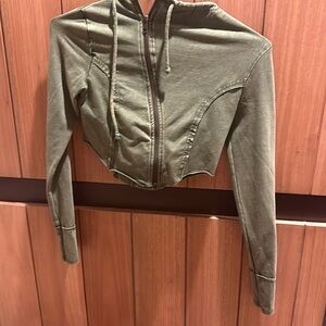 Women’s out from under crop hoodie jacket green